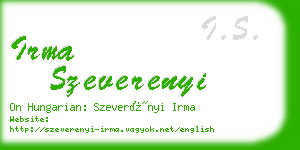 irma szeverenyi business card